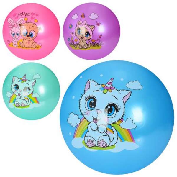 М'яч дитячий MS 3510 (120шт) 9 дюймів, малюнок, 60г, 4 кольори, 3 види (тварини) (шт.)