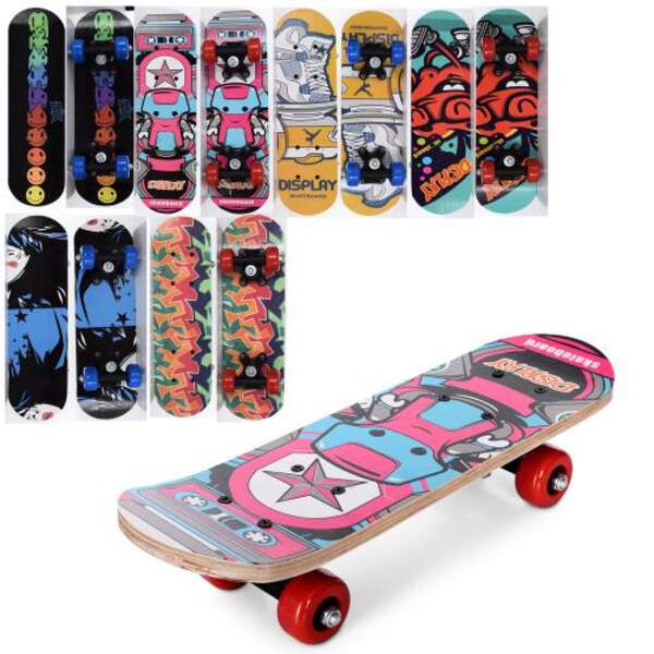 Скейт MS 0324-5 (12шт) 43-13см, пласт. підвіска, колеса ПВХ, 7 шарів, підш608Z, 6 видів, розібраний, (шт.)