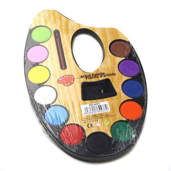 Фарби №3012-12 (4237) акварель 12кол в овал. дошці з  кіст. мал. (144) (шт.)