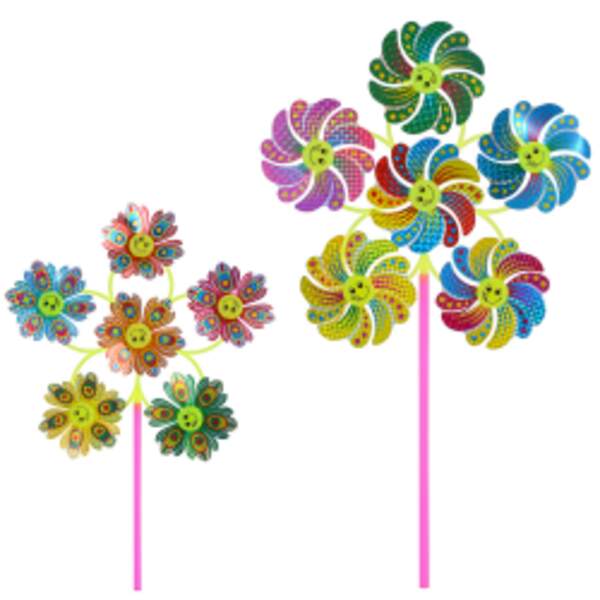 Вітрячок MR 0667 (200шт) вертушка, діам.30см, 6 квіток 10см, паличка 30см, фольга, 2 види, кул, 24-2 (шт.)