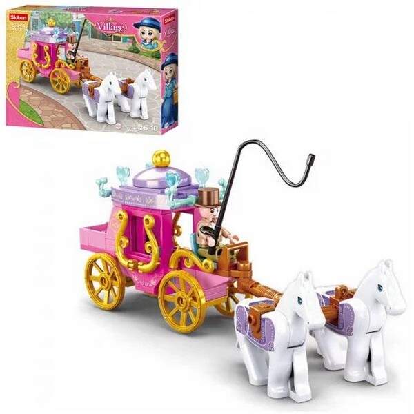 Конструктор SLUBAN M38-B0872 (60шт) карета з кониками, фігурка,139дет, в кор-ці, 24-19-4,5см (шт.)