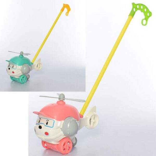 Каталка 198-19 (72шт) на палиці 38см, вертоліт 23см, звук, оберт. гвинт, 2 види, в кульку, 23-16-13с (шт.)