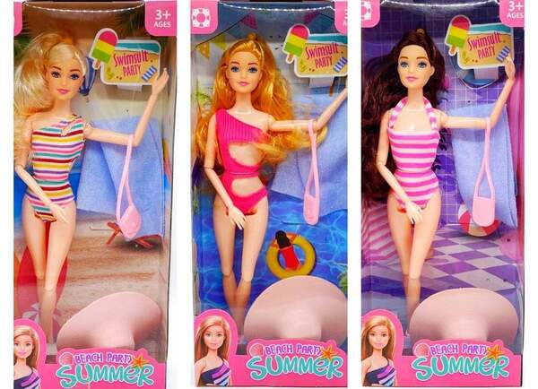 Лялька на блістері в упаковці 6 штук, модель пляж + подарунки 1810A (шт.)