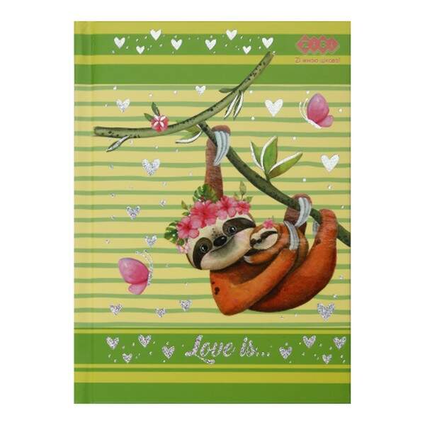 Блокнот LOVE IS, А-6, 64л., кл., тв. обкл., мат. лам.+лак, салатовий, KIDS Line ZB.12719-15 (1/20) (шт.)