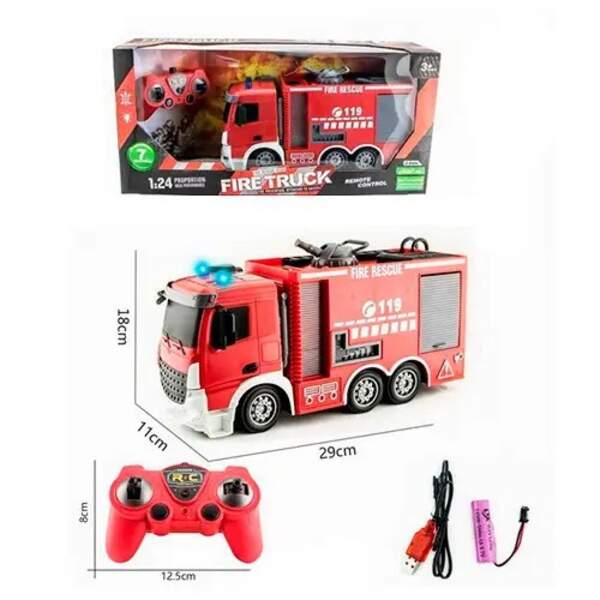 Пожежна машина HT158 (6шт) р/к, акум., 31см, звук, світло, стріляє водою, USBзар, у кор-ці, 47-22-12 (шт.)