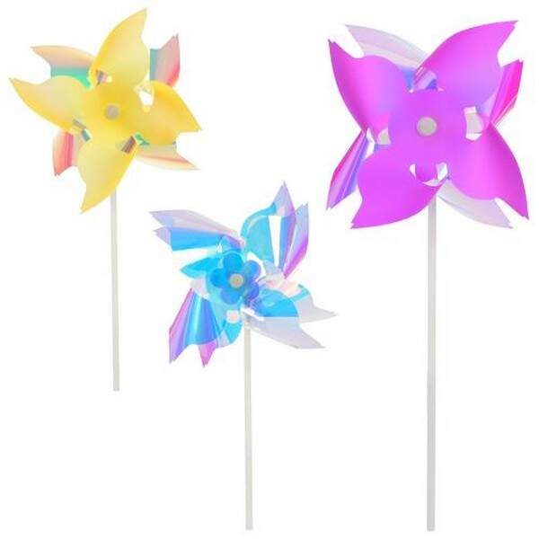 Вітрячок MR 0997 (300шт) діам.18см, квітка, на паличці 30см, фольга, 3 кольорів, у кульку, 17-36,5-1 (шт.)