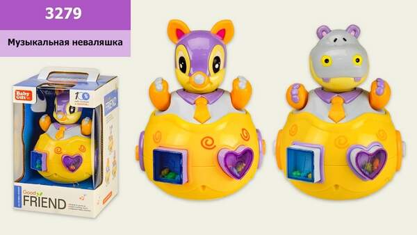 Іграшка неваляшка музична 3279 (24шт)3 види,світ,звук,у коробці (шт.)