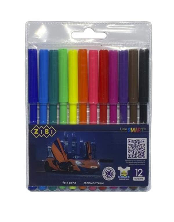Фломастери, 12 кол., МАШИНКА, SMART Line ZB.2811 (1/24/144) (шт.)