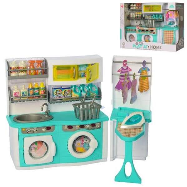 Меблі QF2802G (12шт) пральня, звук, світло, флакони, прасувальна дошка, на бат-ці, у кор-ці, 37-28,5 (шт.)