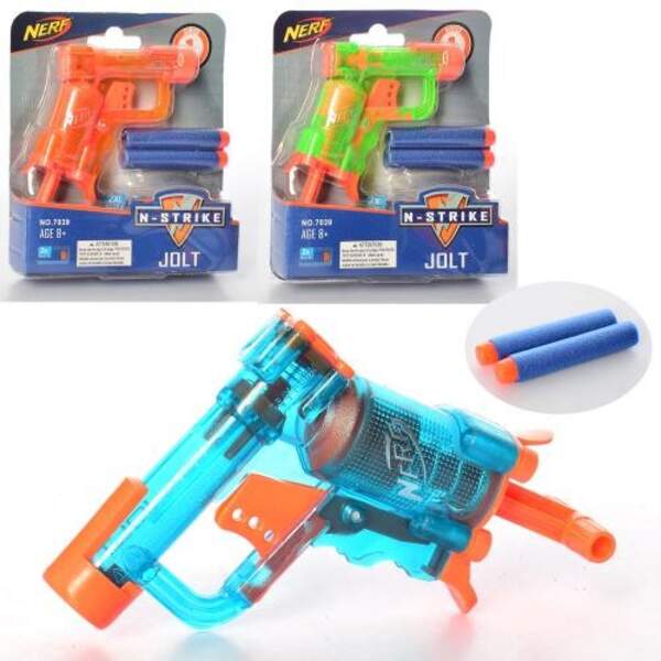 Пістолет 7039 (60шт) 12см, м'які кулі, 2шт, 3кол, на листі, 15,5-16,5-3см (шт.)