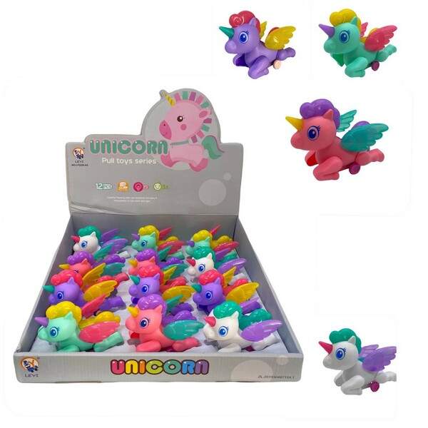 Заводна іграшка LY2226-A5 (180шт) єдиноріг, 11см, світло, бат-таб, 12шт(4види) у діслплеї, 37-32-10с (шт.)
