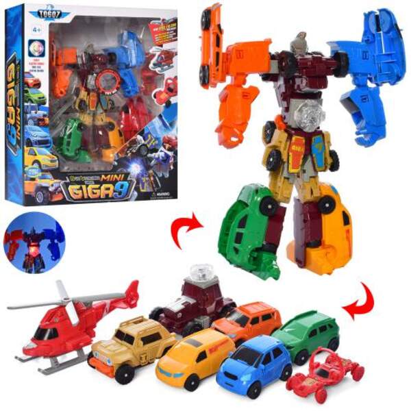 Трансформер E339-9C (9шт) TBT, 25см, 8в1, транспорт+робот, світло, бат(табл), у кор-ці, 33-40-11см (шт.)