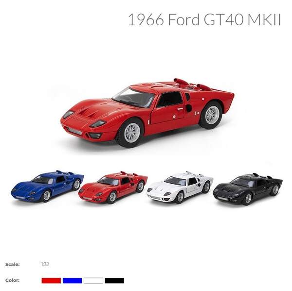 Модель легкова FORD GT40 MKII (1966) 5'' KT5427W метал.інерц.відкр.дв.4кол.кор./96/ (шт.)