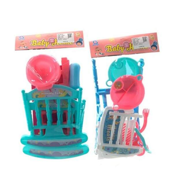 Набір аксесуарів 004-16 (48шт) ліжечко, горщик, мило -1вид; стільчик,посуд -2вид, у кульку,20-36-5 (шт.)