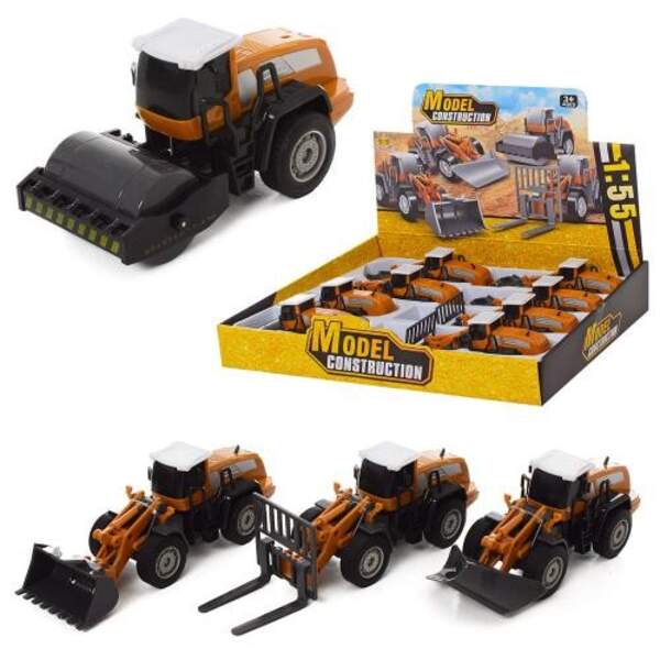 Бульдозер 222-3 (72шт) від 14см, 1:55, рез.колеса, 8шт(4види) в дисплеї, 42-9-32,5см (шт.)