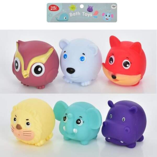 Іграшка для купання Y8619 (96шт) тварини 6шт, 6см, бризгалка, в кульку, 23,5-24-7см (шт.)