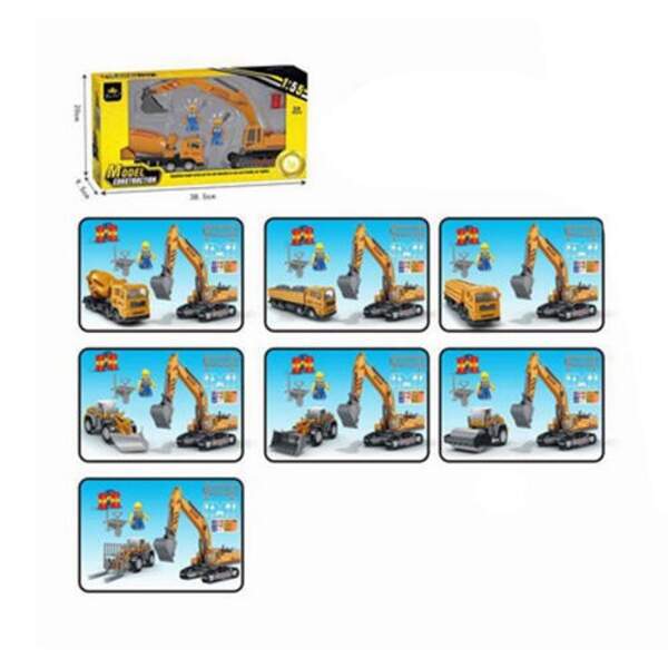 Будтехніка 222-6 (18шт) набір2шт, екскаватор22см, тріскачка, 1:55, 7видів, у кор-ці, 38,5-20-10см (шт.)