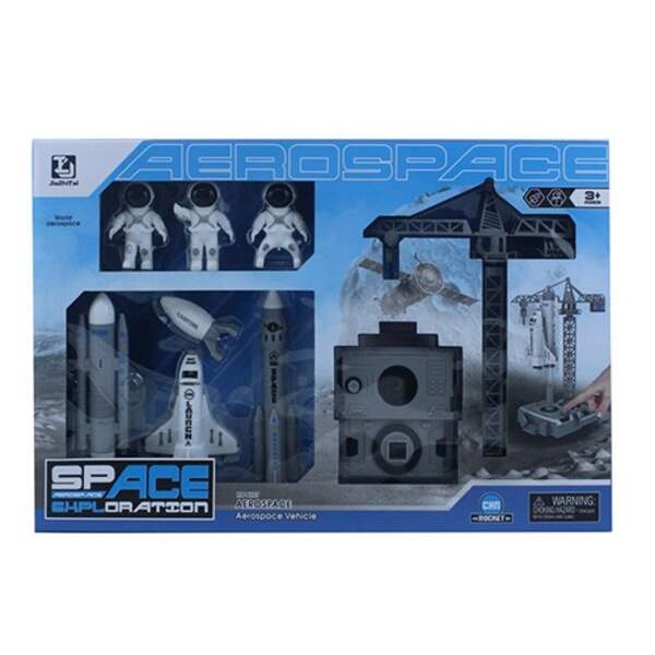 Набір з фігурками T078 (12шт) космічна станція, на запуску, фігурка 3 шт, кран, ракета 4шт, в коробц (шт.)
