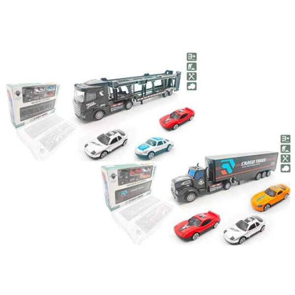 Набір машинок XY031-32-1 (18шт) інерція, трейлер 32,5см, мішина 3шт 7см, 2 види в коробці, 31-22-7см (шт.)