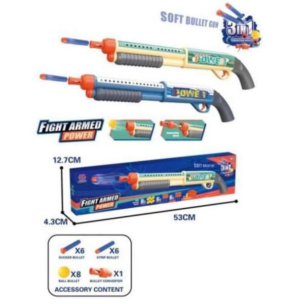 Рушниця 8029B (12шт) 53см, м'які кулі 6шт, присоски 6шт, кульки, 2 кольори, в кор-ці, 53-13-4,5см (шт.)