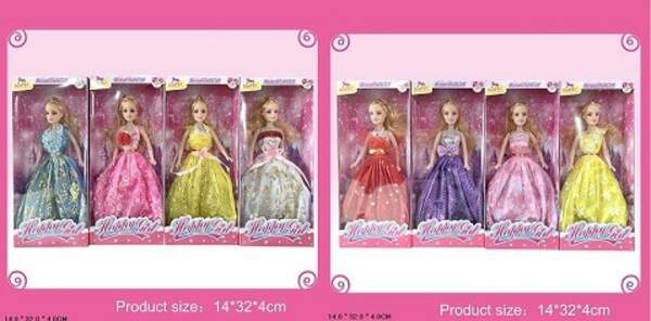 Лялька арт. YE-3/4 (180шт/2) 8 видів, в бальній сукні, короб. 14*32*4 см (шт.)