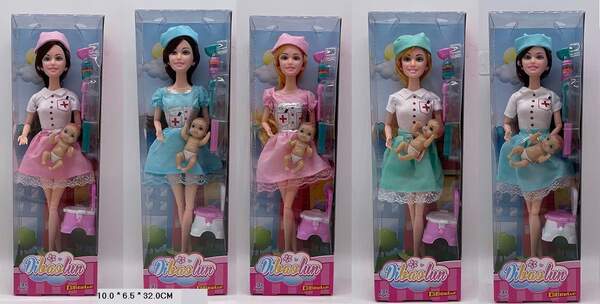 Лялька типу Барбі арт. YT059A1/2/3/4/5 (140шт/2) 5 видів,медсестра, з немовлям короб. 10*6,5*32см (шт.)