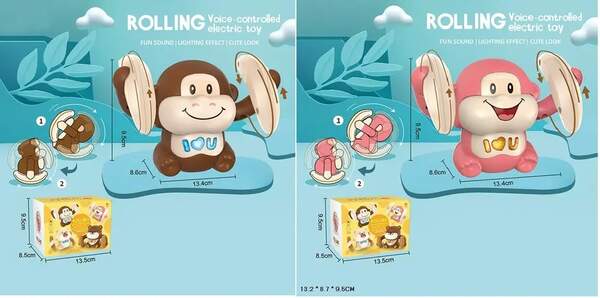 Тварина муз. арт. 8305/8306 (120шт) 2 кольори мавпочки, обертання з переворотом, короб. 13,5*8,5*9,5 (шт.)