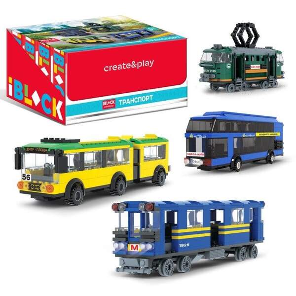 Конструктор арт.  PL-921-439 (6уп по8шт) IBLOCK ТРАНСПОРТ, 4 види у дісплей боксі 216-267дет, ціна з (шт.)