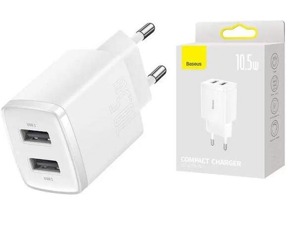 МЗП Baseus Compact Charger 2U 10.5W EU White (CCXJ010202) (шт.)