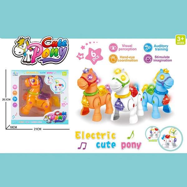 Кінь  муз. арт. 3A765-2 (3A765-2-KI) (48шт/2) батар.,3 кольори мікс, світ., короб. 21*10*20,5см (шт.)