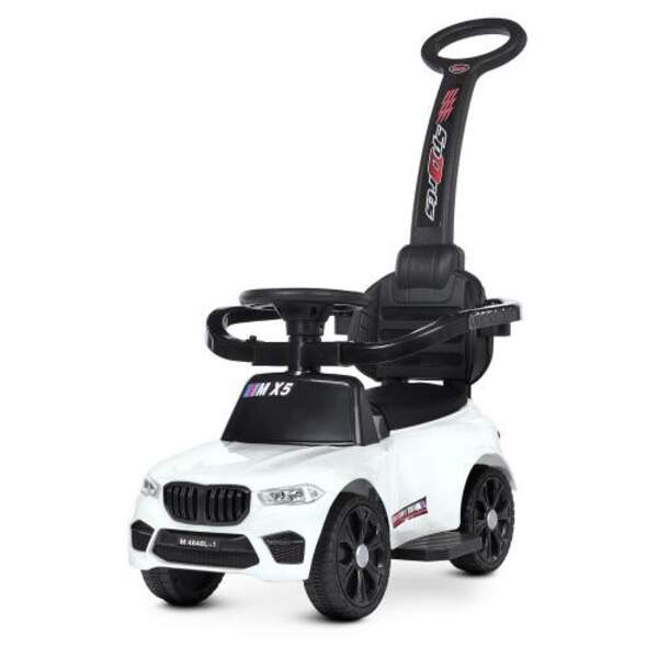 Каталка-толокар M 4848L-1 (1шт) батьківська.ручка, музика, світло, MP3, USB, шкіра, білий (шт.)