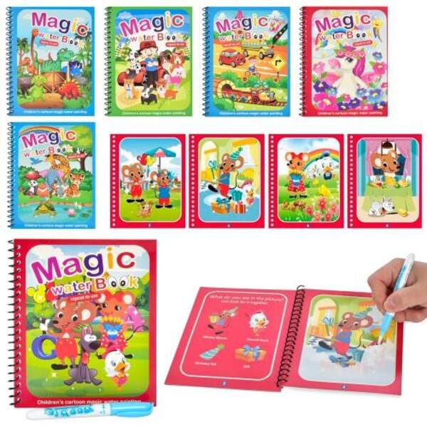 Книжка для малювання BH-009-10A-18 (180шт) водою, на пружині, ручка, 6видів, у кульку,24-18-2см (шт.)