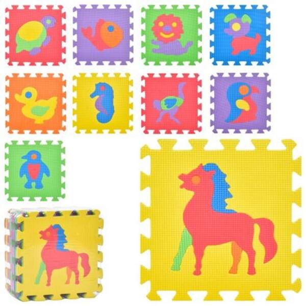 Килимок Мозаїка M 0376-1 (12шт) EVA, тварини, 10деталей, 30-30см, пазл, в кульку, 30-30-8см (шт.)