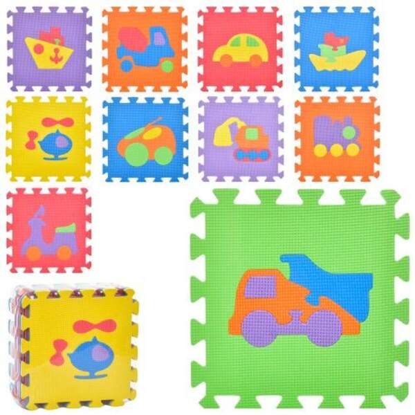 Килимок Мозаїка M 0377-1 (12шт) EVA, транспорт, 10деталей, 30-30см, пазл, в кульку, 30-30-8см (шт.)