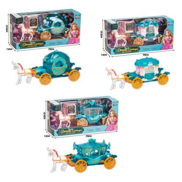 Карета KDL-30-31-32 (96шт) 21см, з конем, 3вида, в кор-ці 23-10,5-7,5см (шт.)