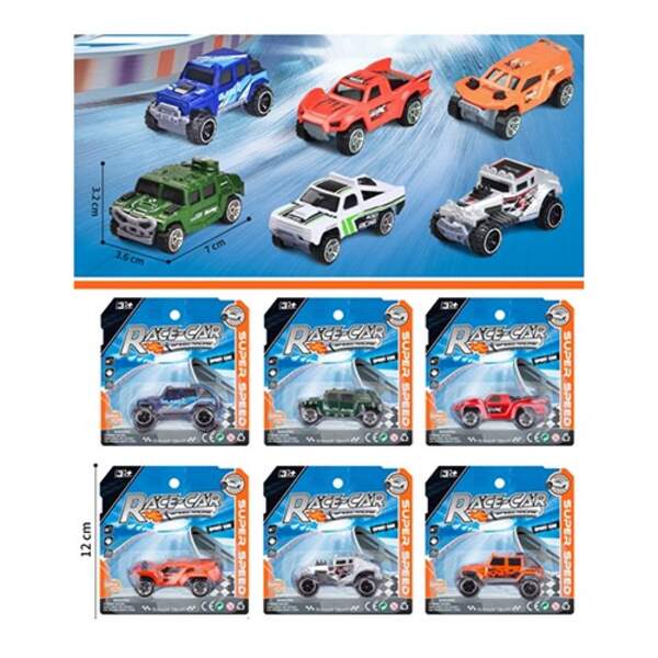 Машина 628-7 (192шт) 7см, 6 видів, на листі, 12-12-3,5см (шт.)