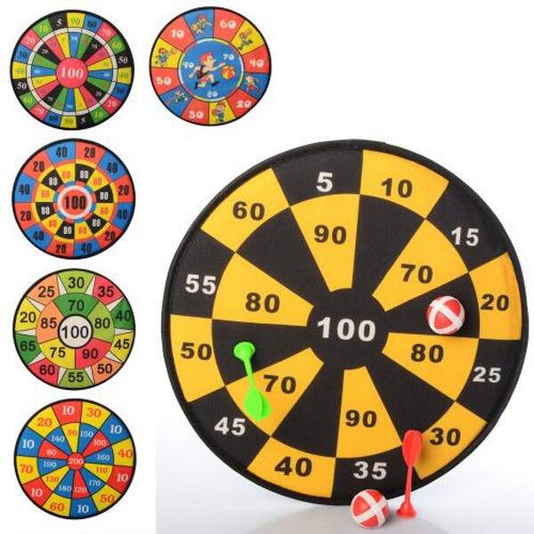 Дартс M 3388 (72шт) 36см, на липучці, дротики 2шт, м'ячики 2шт, 6від, в кульку, 36-36-3см (шт.)