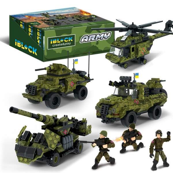 Конструктор IBLOCK арт. PL-921-429 (48ш/6) 6 диспл. по 8шт Армія, 203-234дет., 4види,р-р уп-ки 25,5* (шт.)