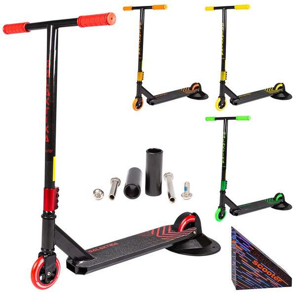 Самокат GS-0066 трюковий алюм/сталь PU алю 110*25мм +пеги 4кол.кор./4/ (шт.)