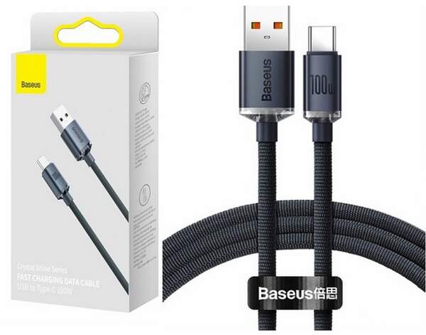 Кабель Baseus Crystal Shine Series Fast Charging  cabel USB to Type-C 100W 1.2m (CAJY000401) Black (шт.)