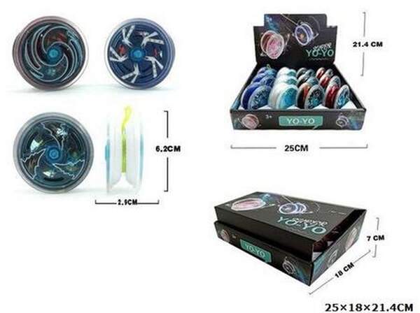 Гра "Йо-йо" арт. 3391-U (480шт/2) 40уп по 12шт 4 кольори мікс-класичні, р-р 5,8*3,8,боксі 25*18*7см (шт.)