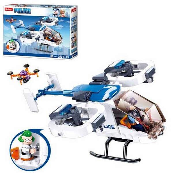 Конструктор SLUBAN M38-B0823 (60шт) поліція, вертоліт, фігурка, 161дет, в кор-ці, 24-19-4,5см (шт.)