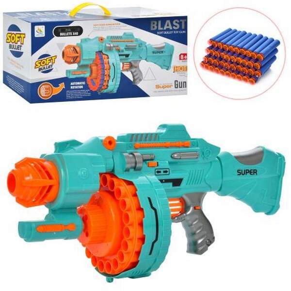 Автомат 9937 (8шт)42,5см, м'які кулі-присоски 40шт,мішень,бат.,кор.,43-21-14,5см (шт.)