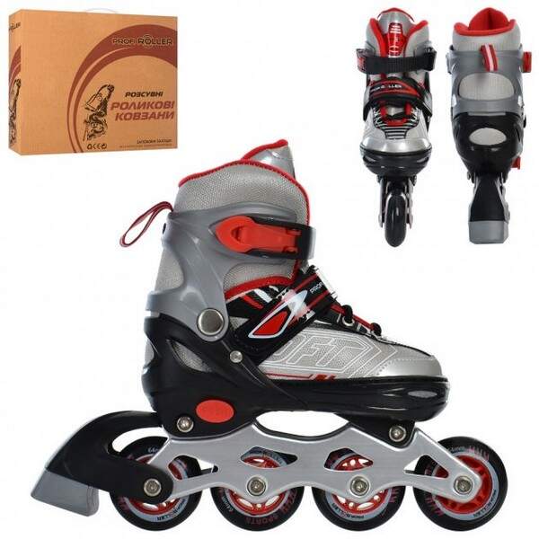 Ролики A 4147-S-R (31-34) (1шт) роздв, шнур + бакля, ал.рама,колПУ64мм-1св,червоний,кор.34,5-27-10,5 (шт.)