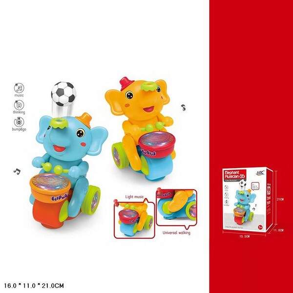 Слоник муз. арт. 664B (60шт/2) батар., 2 кольори мікс, світл., короб. 21*16*11см (шт.)