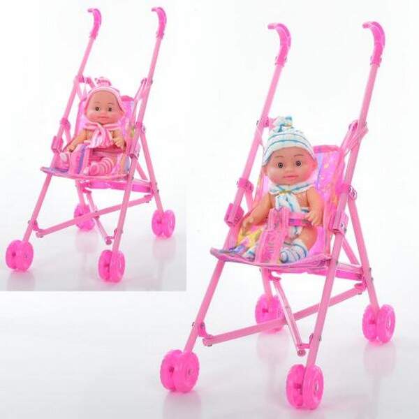 Коляска з лялькою 15184 (48шт) 19,5-30-в41см, пупс 21см, 2 кольори, в кульку, 15,5-54-10см (шт.)