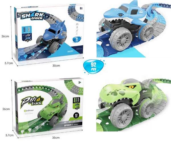 Трек 5510-3/7 динозавр/акула з машинками динозавр/акула батар.світ.2в.кор.35*5,9*26 /36/ (шт.)
