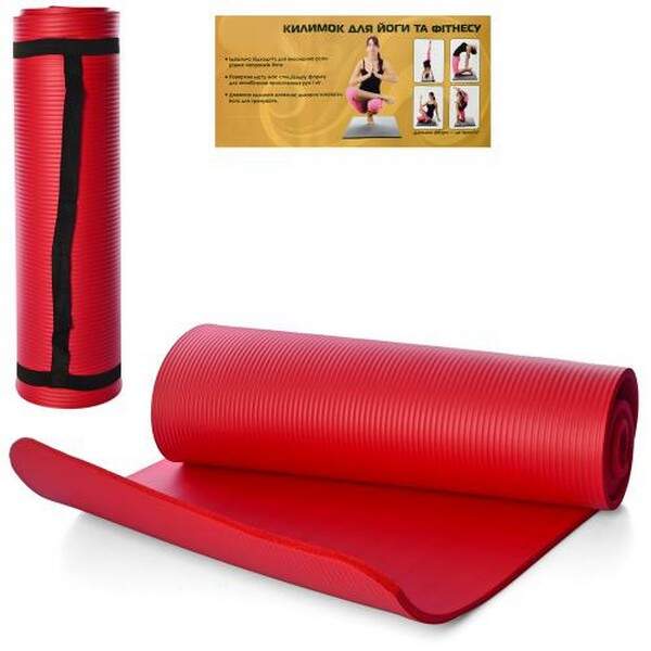 Йогамат MS 2608-27-R (10шт) NBR,розмір183-61см,товщ10мм,червоний,кул,61-16см (шт.)