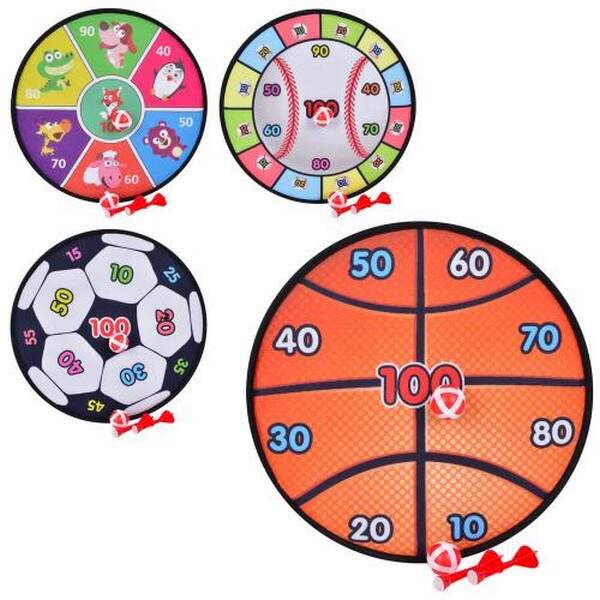 Дартс MR 1060 (72шт) 36см, на липучці, м'яч 2шт, дротики 2шт, 4 види, в пакеті 37-40-1см (шт.)