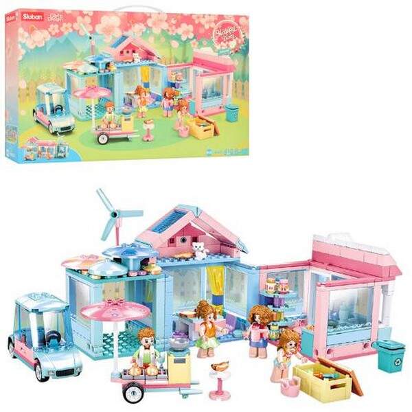 Конструктор SLUBAN M38-B0822 (12шт) будинок, фігурки, машина, 410дет, в кор-ці, 47,5-28,5-7см (шт.)